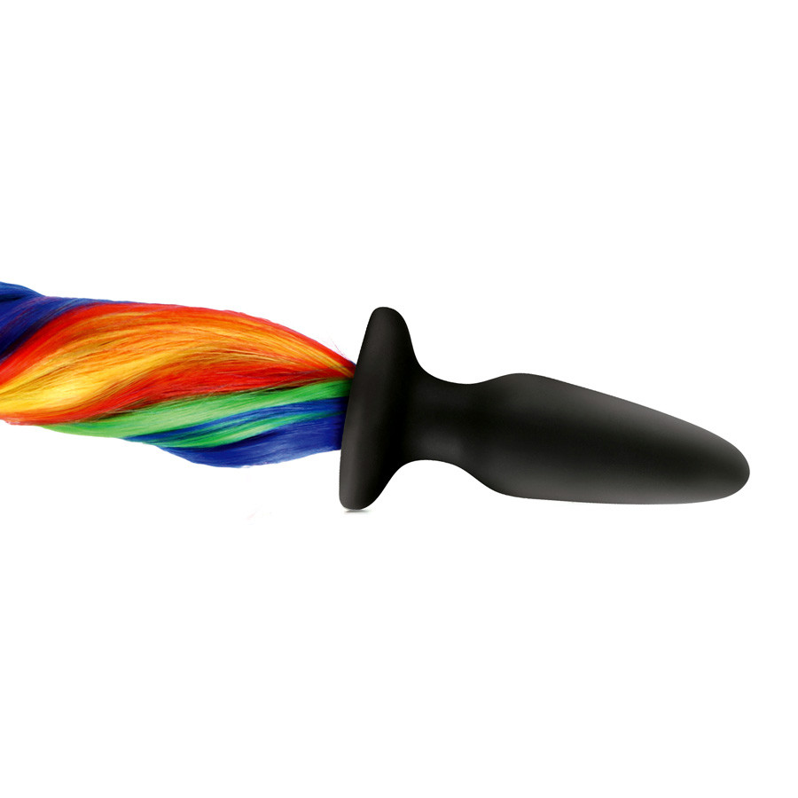Buy Unicorn Tails Silicone Butt Plug with Rainbow Tail - NS Novelties