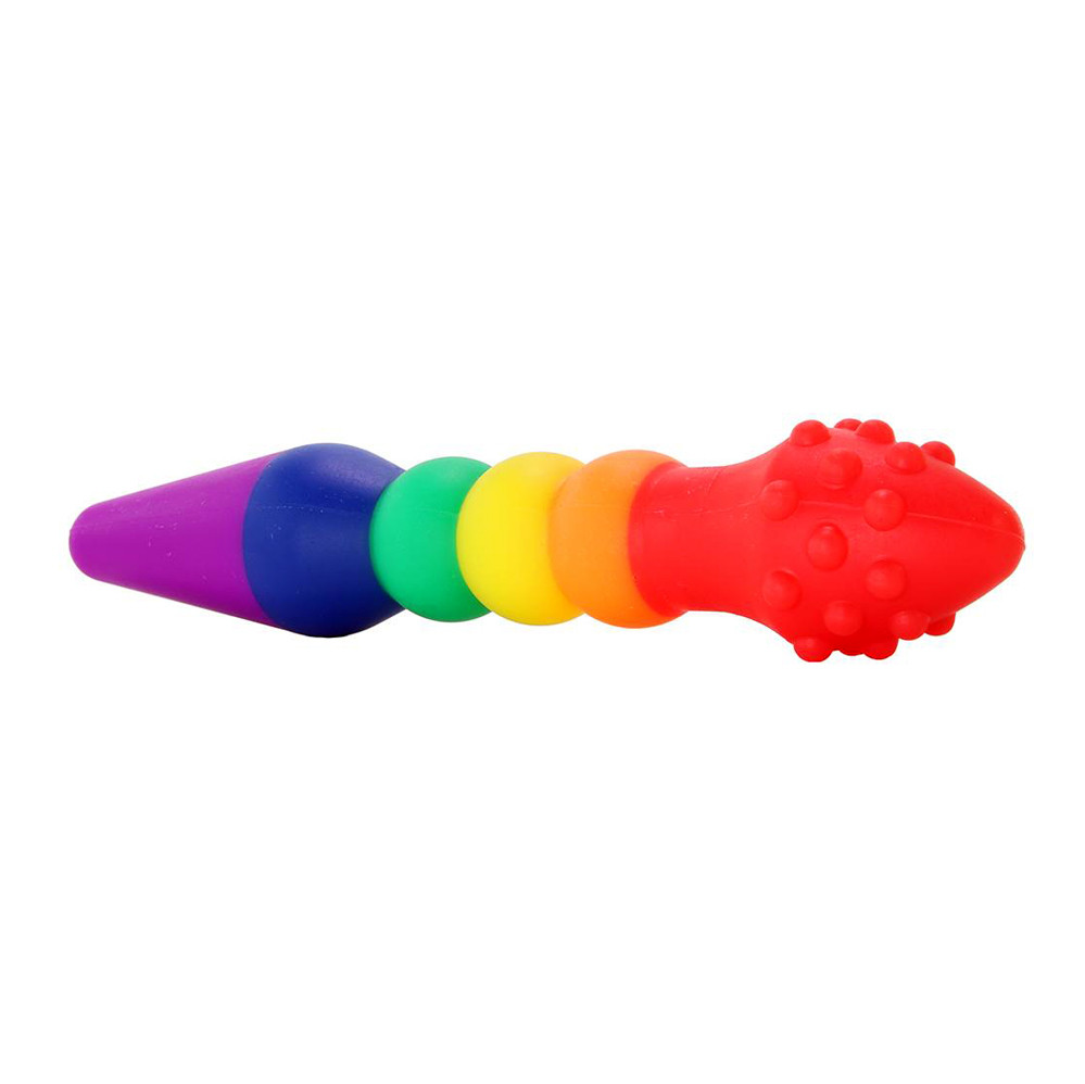 Buy the Rainbow Striped Knob Job Textured & Ribbed Silicone Probe Unisex -  Hott Products
