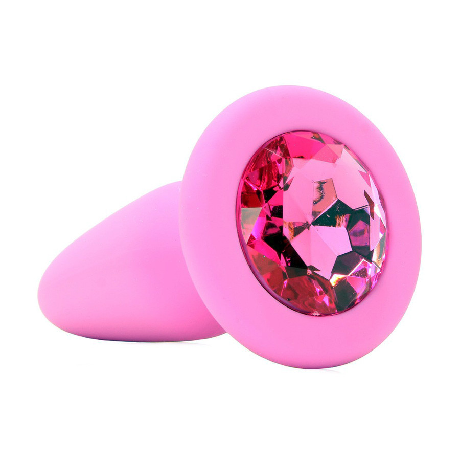 Buy the Glams Pink Gem Jeweled Pink Silicone Butt Plug - NS Novelties