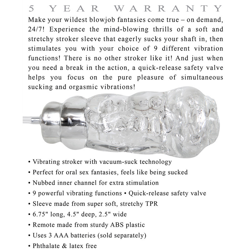 Buy the 9-function Vibrating & Sucking Stroker with Remote realistic oral  sex masturbator sleeve - Evolved
