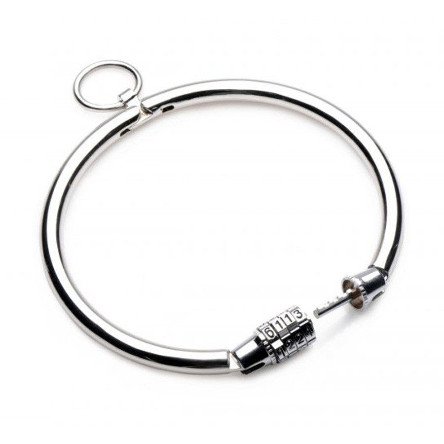 Buy the Stainless Steel Slim Slave Collar with Combination Lock XR