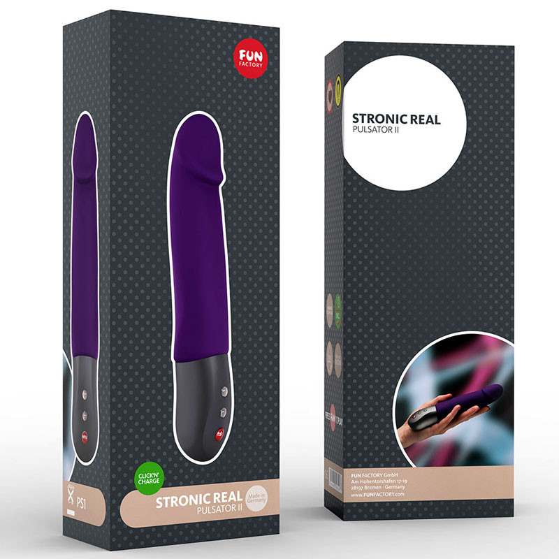 Buy the Stronic Real Pulsator II 10-function Thrusting Rechargeable  Realistic Silicone Vibrator Dark Violet Purple -