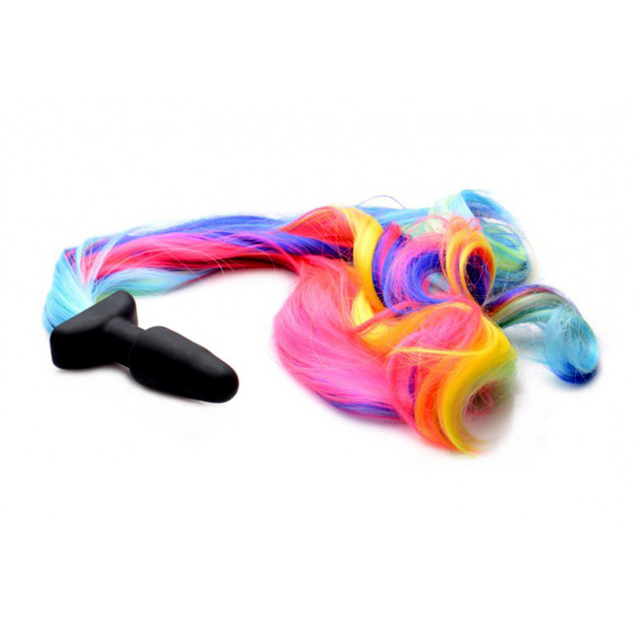Buy the Rainbow Pony Tail with Silicone Anal Plug furry buttplug animal  roleplay- XR Brands Tailz