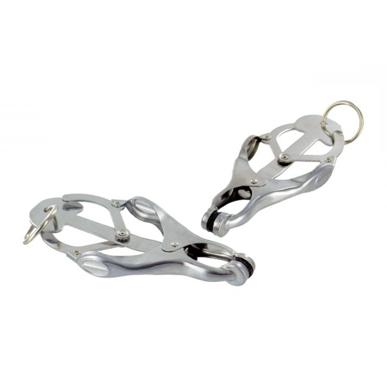 Buy the Deviant Monarch Weighted Ringed Clover-style Nipple Clamps with 8 oz Weights pic