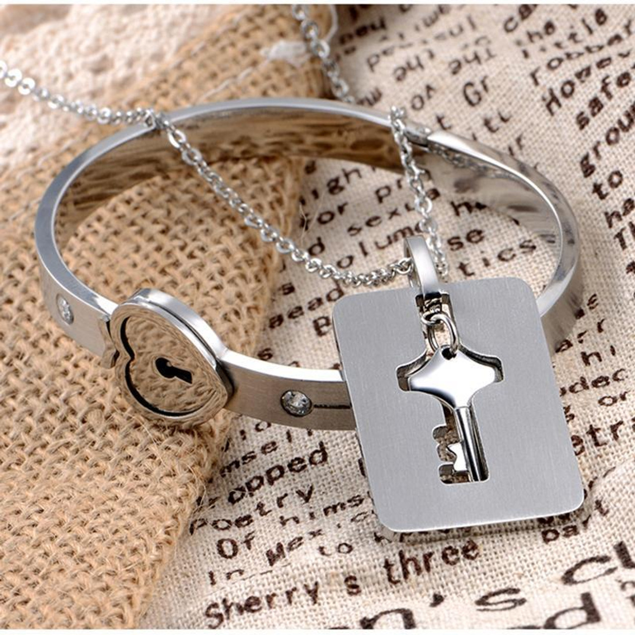 A Couple Lovers Jewelry Love Heart Lock Bracelet Stainless Steel Bracelets  Bangles Key Pendant Necklace Jewelry Dropshipping - Price history & Review  | AliExpress Seller - S/C Store | Alitools.io