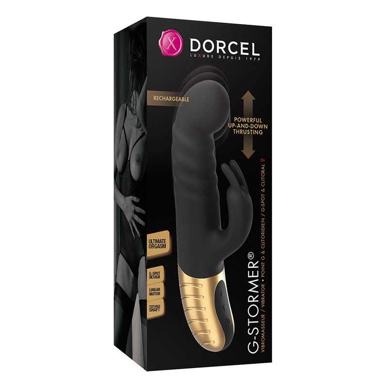 vibromasseur rabbit g-stormer Buy the G-Stormer 17-function Thrusting Rechargeable Silicone G-Spot Rabbit  Vibrator Limited Edition Black & Gold