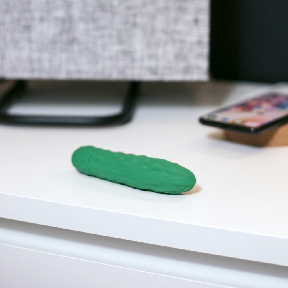 Buy the Dill Pickle 10-function Silicone Vibrating Dildo Bullet Emoji  Vibrator in Green