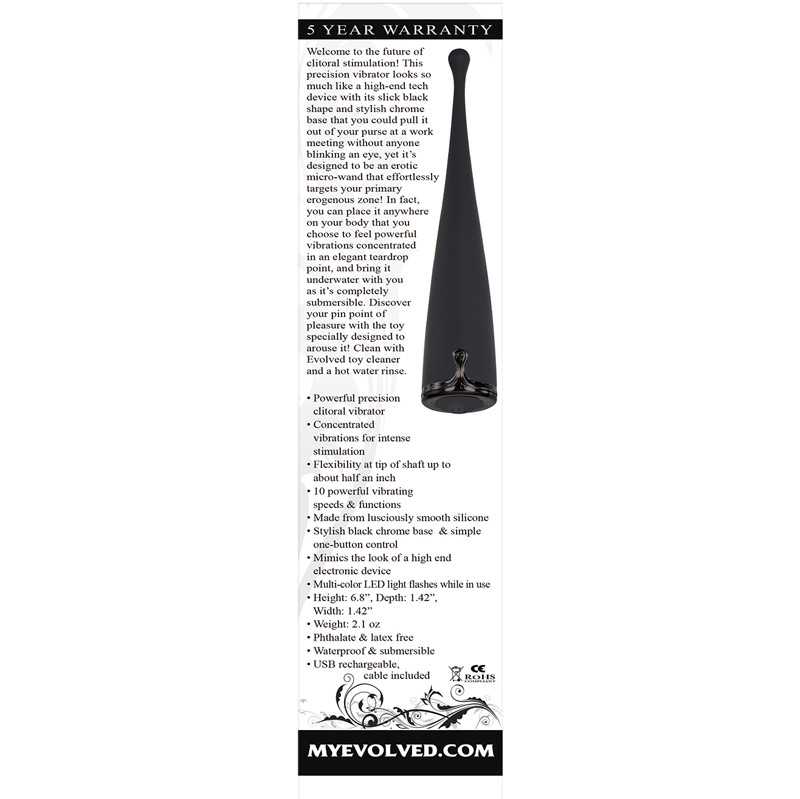 Buy the Straight To The Point 10-function Rechargeable Precision Silicone  Vibrator in Black pinpoint flexible -