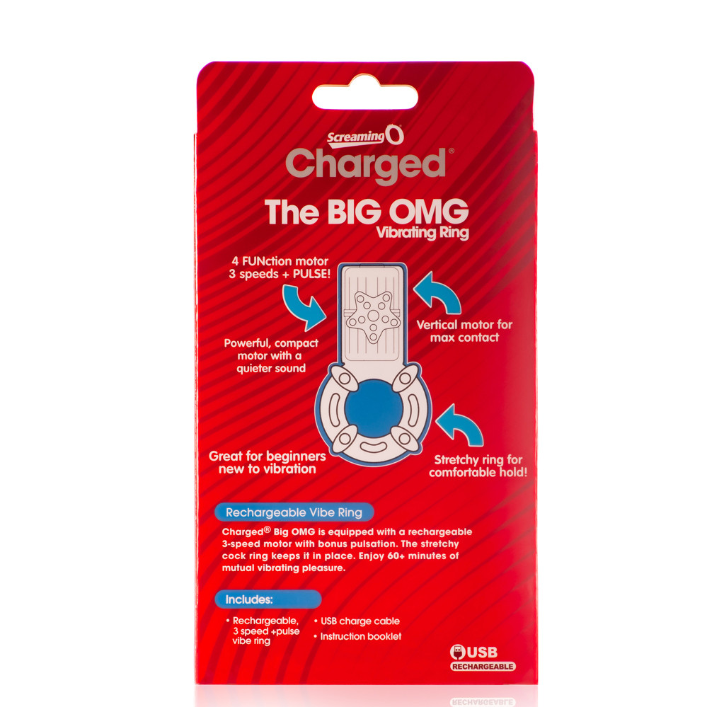 Buy the Charged The Big OMG 4-FUNction Rechargeable Vibrating Love Ring  cockring erection enhancer in
