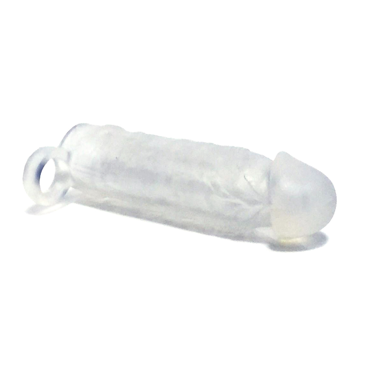 buy The Meaty 3X Stretch Realistic Silicone Penis Extender and Girth Enhancing Sleeve with Ball Strap in Clear ManSizer photo