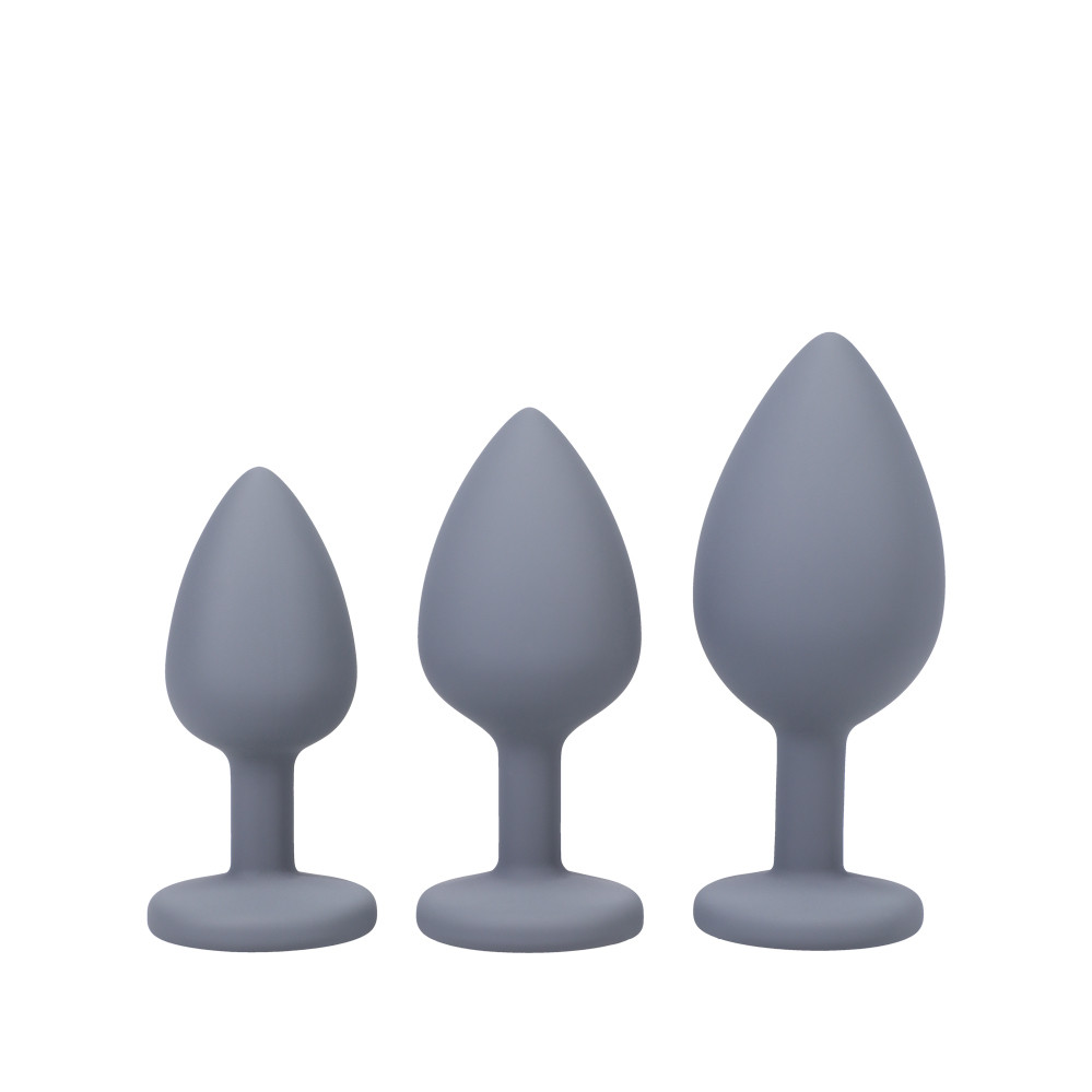 Buy the A-Play 3-Piece Silicone Anal Trainer Set in Grey Spade Shaped butt  plugs -