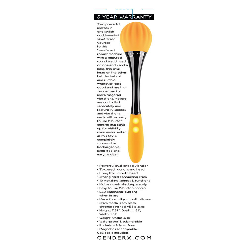 Buy the Gender X Sunflower 10-function Rechargeable Dual Ended Silicone  Vibrator in Yellow & Black
