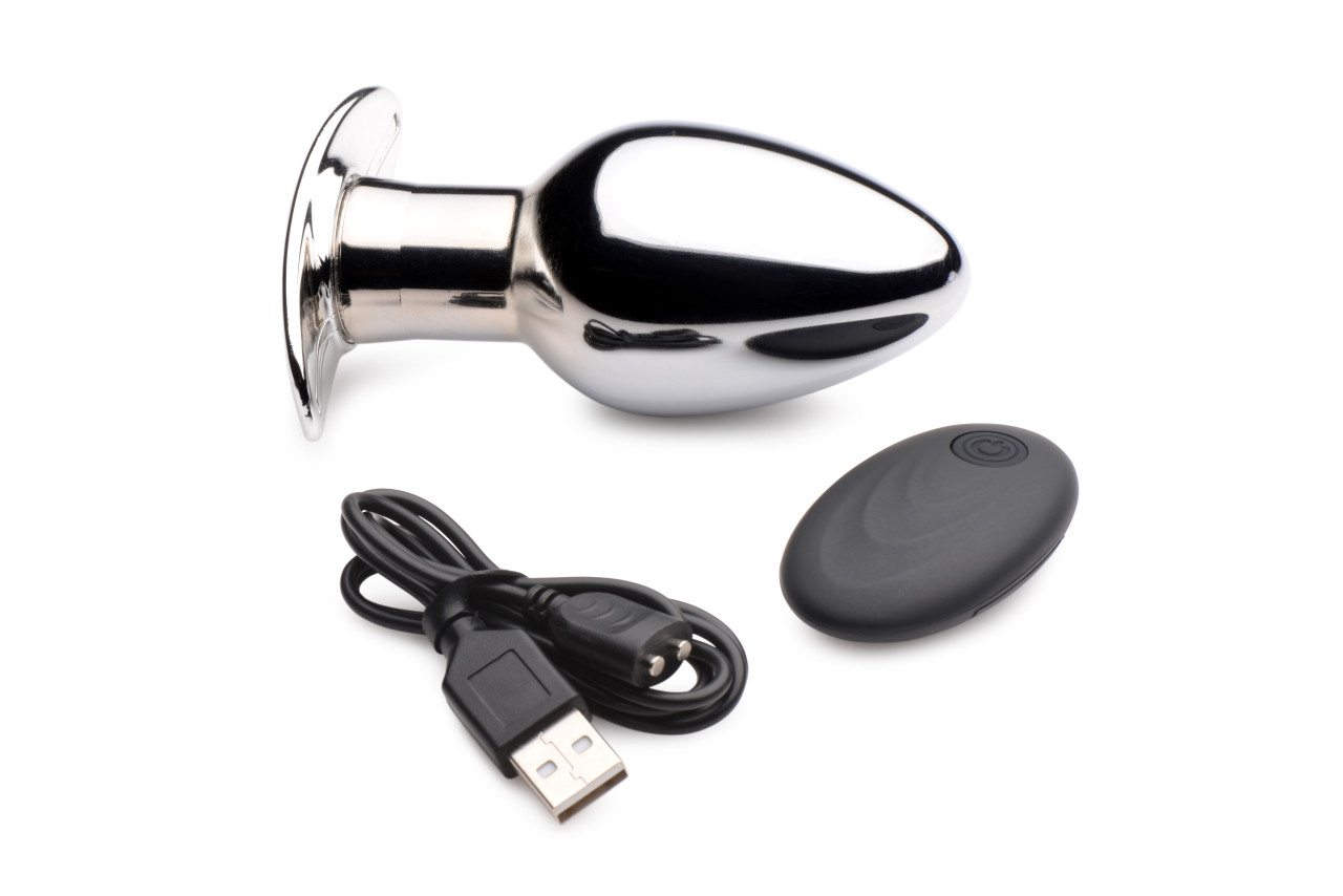 Buy the Chrome Blast Large Remote Control 7-function Rechargeable Vibrating  Butt Plug - XR Brands Master Series
