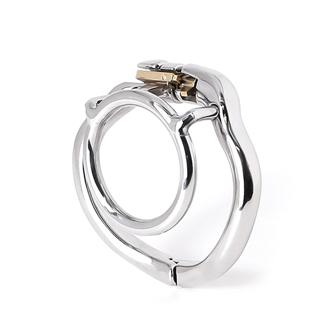 Buy the Locking Stainless Steel Hinged Cock Ring Chastity Cage photo