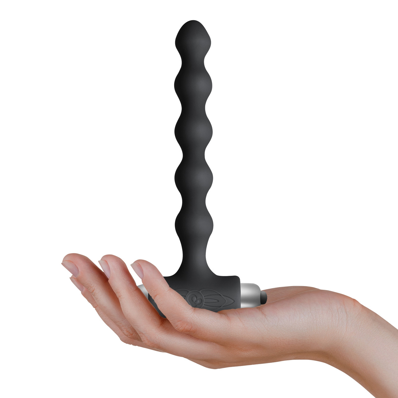 Buy the Petite Sensations Pearls 7-function Vibrating Silicone Anal Beads  in Black & Silver - Rocks