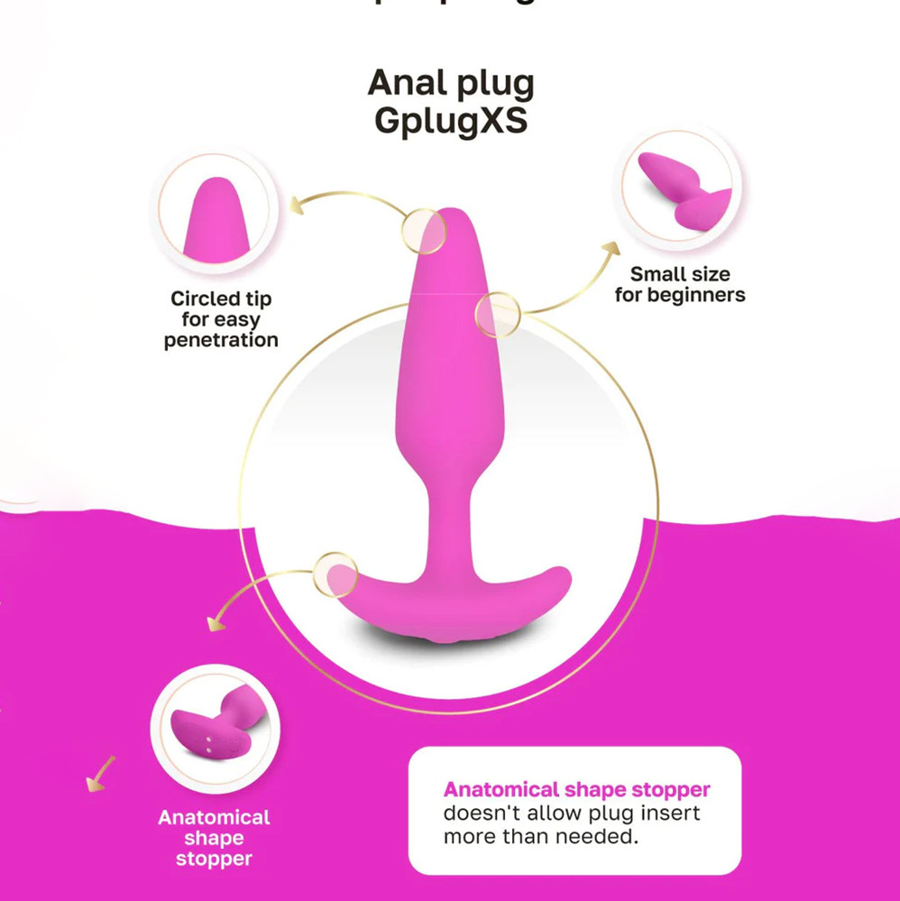 Buy the GPlug XS 6-function Rechargeable Vibrating Silicone Butt Plug in  Sunny Raspberry Pink - Fun