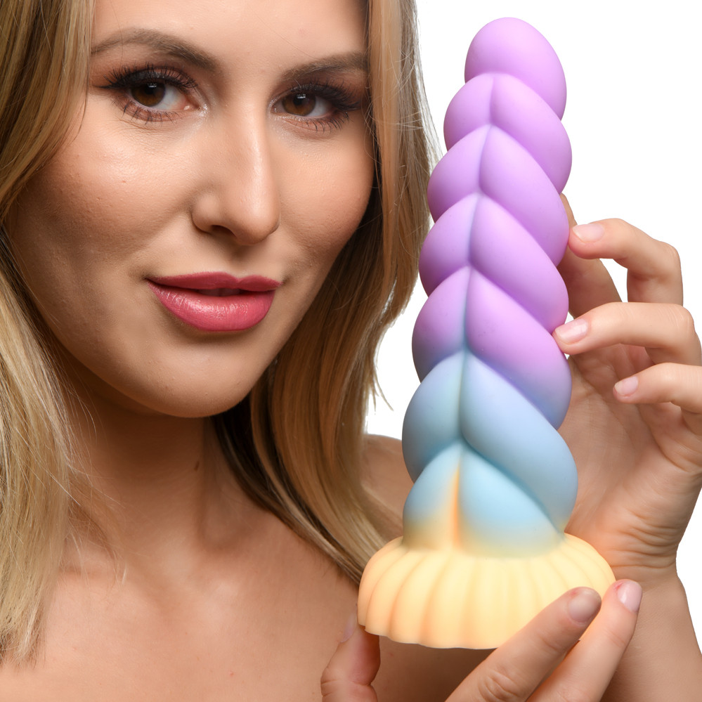 Buy the Mystique Rainbow Silicone Unicorn Horn Dildo with Suction Cup base  8 Inch - XR Brands