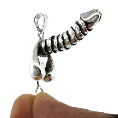 Buy the Erotic Silver Erectable Penis Pendant Necklace Chain Dallas Novelty