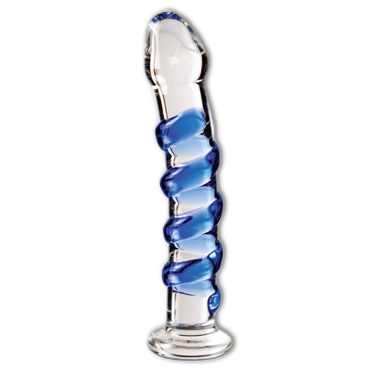 Buy the Icicles # 5 Hand Blown Glass Dildo in Blue and Clear Borosilicate picture