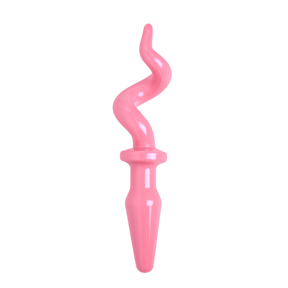Buy the Spiraled Realistic Pink Pig Tail Butt Plug anal buttplug