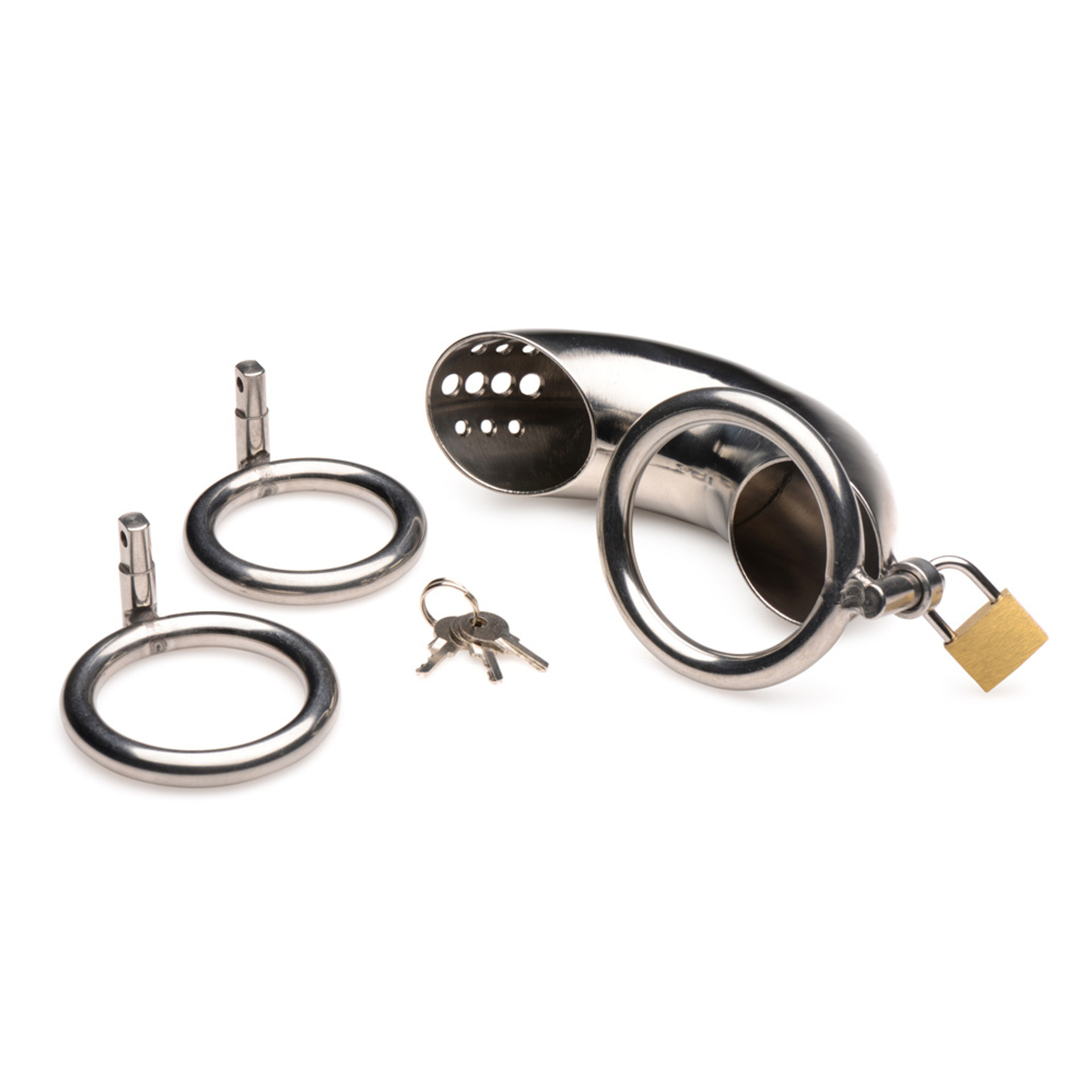 Buy The Forged Captor Locking Stainless Steel Male Chasity Cage Device Xr Brands Master Series 