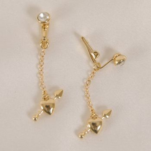 Buy the Women's Gold Cupid Non-piercing Labia Clips with Crystal Jewel - Sylvie Monthule Erotic Jewelry made in France