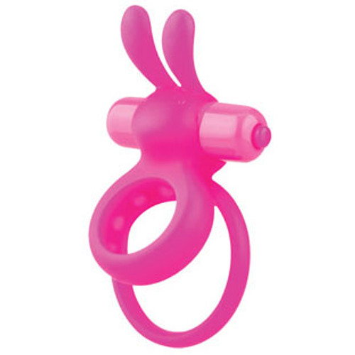 Buy the OHare 4-FUNction Vibrating Silicone Rabbit Double Love Ring in Pink - The Screaming O