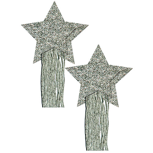 Pastease Silver Glitter Rockstar Pasties with Tassles