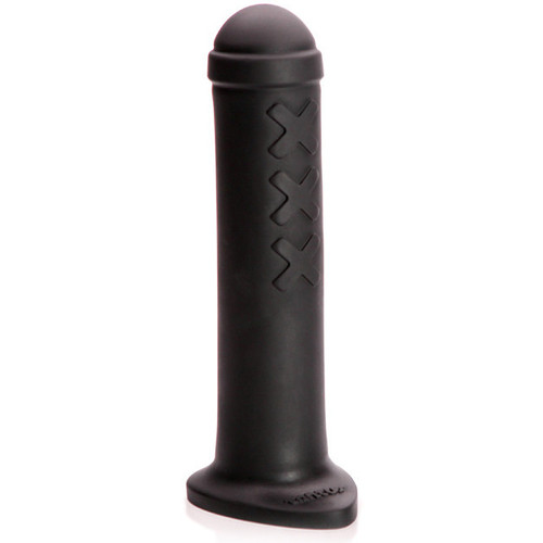 Tantus Amsterdam Large Silicone Dildo Black available from Dallas Novelty. With a supersized insertable length of 10.5 inches and a monster girth of 2.6 inches, you can rest assured that satisfying a size queen will be no problem. The Amsterdam has a segmented head that mimics the traffic barriers it was designed from. 