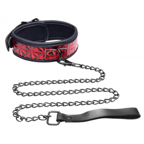 Master Series Crimson Tied Chained Embossed Collar with Leash