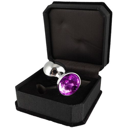 Rimba Small Aluminum Butt Plug with Purple Crystal