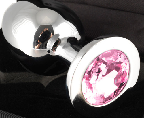 Rimba Large Aluminum Butt Plug with Pink Crystal