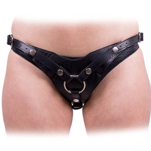 Rouge Garments Black Leather Women's Adjustable Strap-On Harness