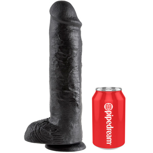 King Cock 11 inch Realistic Dong with Balls Black