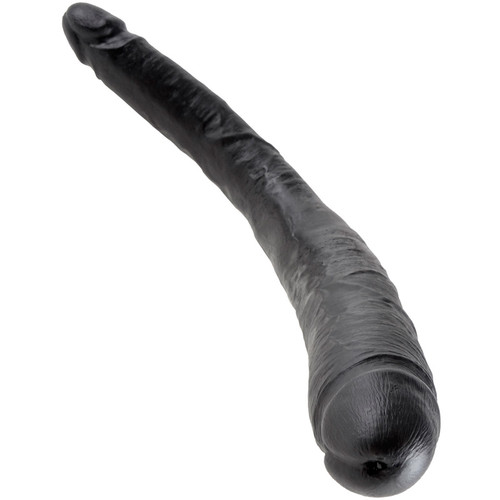 Buy the King Cock 16 inch Tapered Double Dildo Realistic Dual-Ended Dong in Black Flesh - Pipedream Products made in the USA