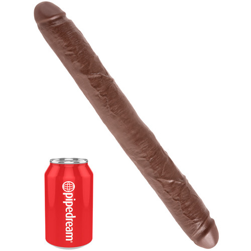 King Cock 16 inch Thick Double Dildo Realistic Dual-Ended Dong Brown