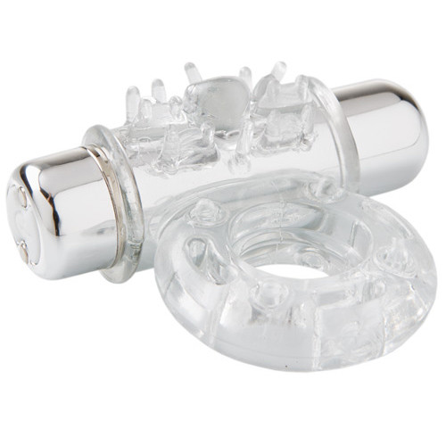 NU Sensuelle Single Action Cockring with 7-Function Rechargeable Bullet Clear