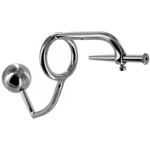 Master Series Stainless Steel Anal Intruder Cock Ring with Penis Plug