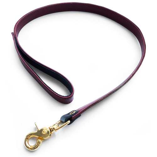 Buy the JT Signature Collection Brown Leather Leash with Gold Hardware - StockRoom