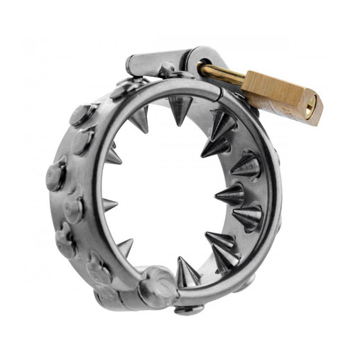 Buy the Impaler Locking Stainless Steel CBT Ring with Spikes role playing Dom sub - XR Brands Master Series