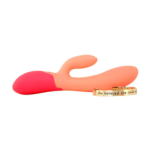 Rianne S Xena Warming 10-function Rechargeable Silicone Rabbit Vibe Peach & Coral
