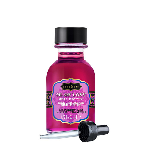 Buy the Oil of Love Raspberry Kiss Water-based Kissable Body Oil .75 oz - Kama Sutra