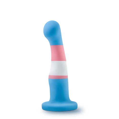 Buy the Avant Pride P2 True Blue Trans Dual Density Light Blue Pink Striped Silicone Plug - Blush Novelties