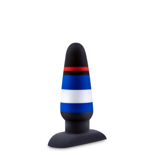 Buy the Avant Pride P4 Power Play Leather Pride Striped Silicone Butt Plug - Blush Novelties