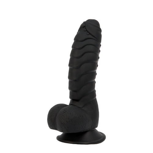 Buy the Addiction Ben 7 inch Scaled Ribbed Silicone Black Dildo with Suction Cup - BMS Enterprises