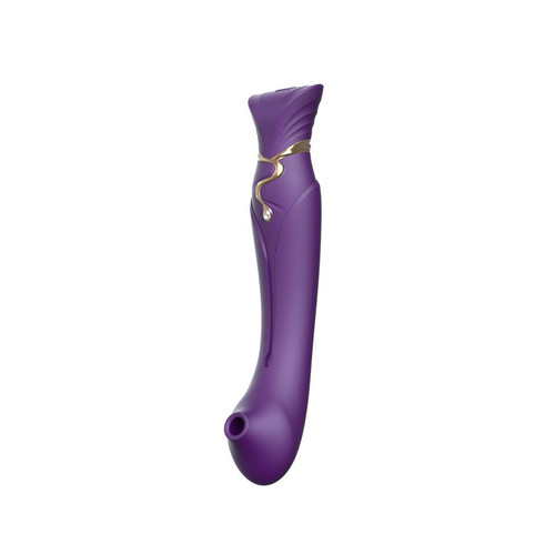 Buy the Queen G-spot PulseWave 17-function App-controlled Rechargeable Silicone Vibrator with Suction Sleeve in Twilight Purple - Zalo USA