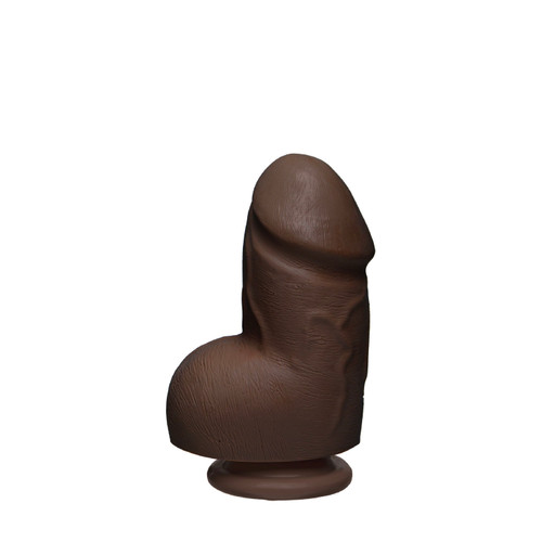 Buy the Fat D 6 inch UltraSkyn Dual Density Realistic Extra Thick Dildo with Balls In Chocolate Brown Flesh - Doc Johnson