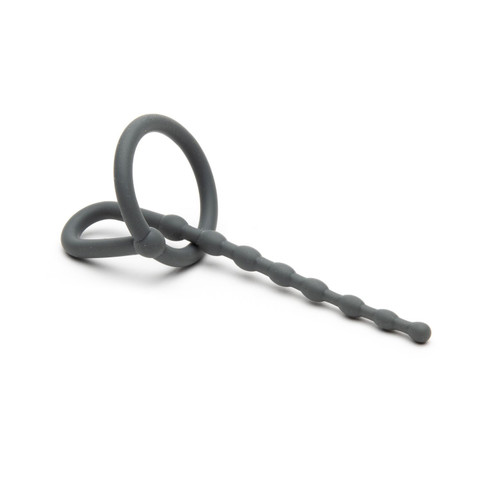 Buy the Dipstick Silicone Glans Ring with Flexible Urethral Sound Style Penis Plug in Steel Grey - Sport Fucker