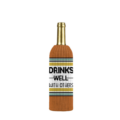 Buy the Twisted Wares Freakers Drinks Well With Others Liquor Bottle Insulator Sweater in Orange