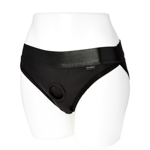 Buy the Em.Ex. Silhouette Crotchless Active Strap-On Harness Wear Gender Neutral Brief Underwear in Black - Sportsheets LLC